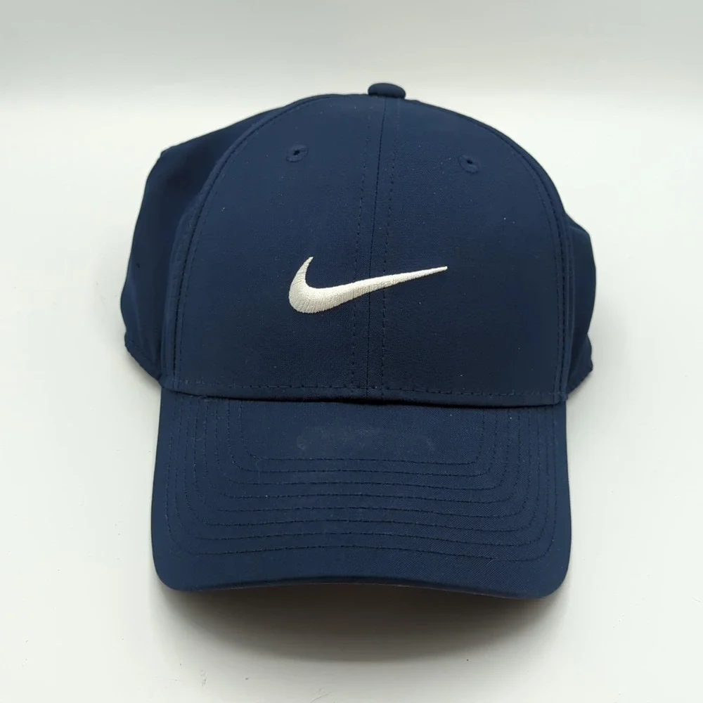 Nike Legacy91 Hat Cap Strap Back Navy Blue White Center Swoosh Golf Lightweight